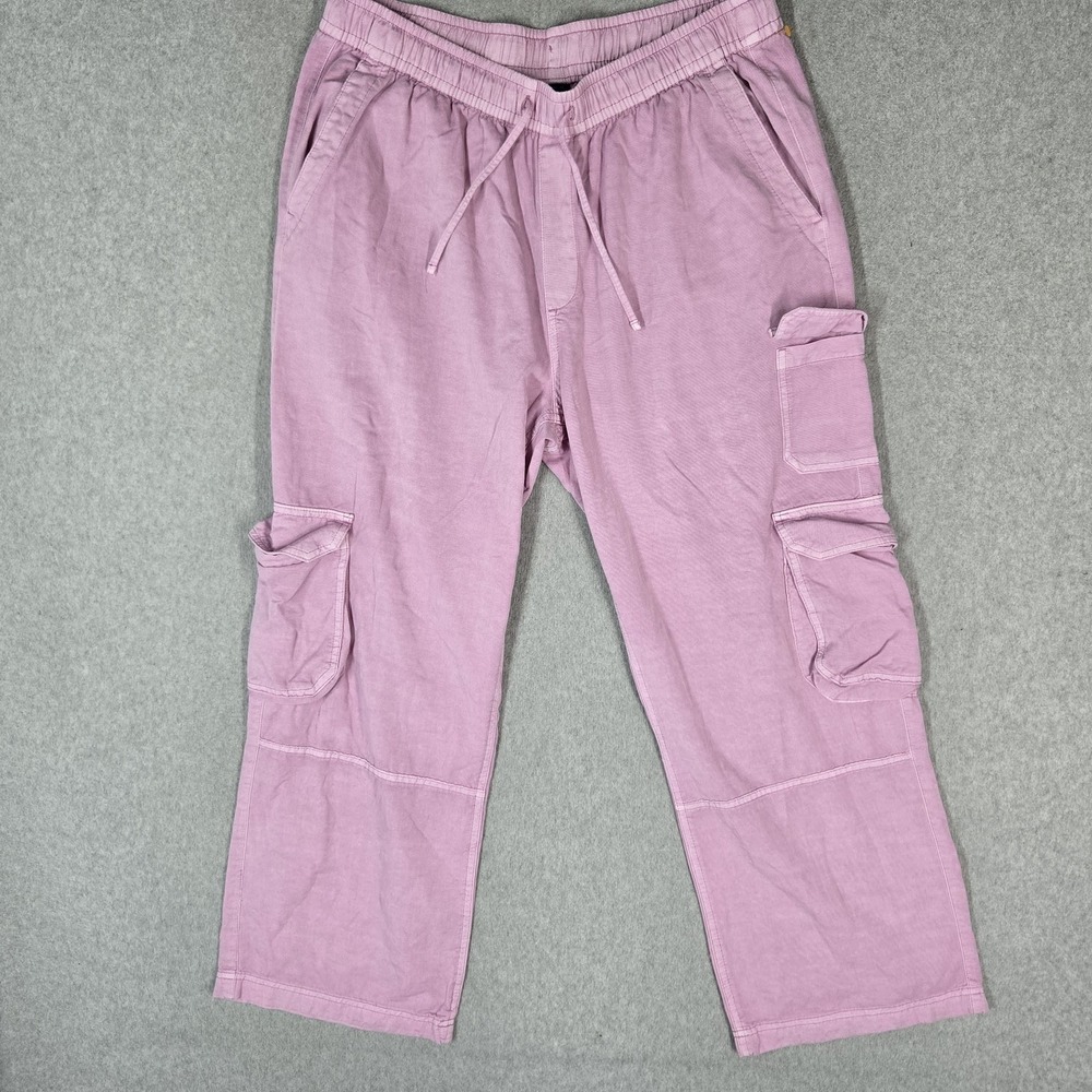 Old Navy Women Pants L Pink Cargo Pants Drapey Relaxed 27" Inseam